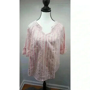 Emily D Women’s Striped Lurex Blouse with Fluted Sleeves (Size M)